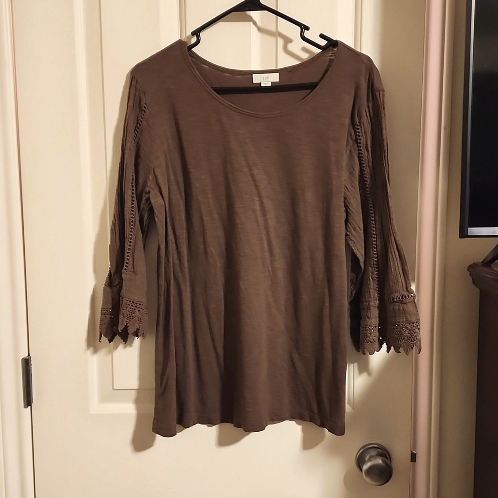 Large J. Jill Brown 3/4 Sleeves Tee